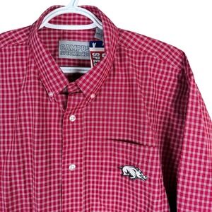 Campus Specialties Arkansas Razorbacks Button Down Shirt Mens L Red Plaid NEW